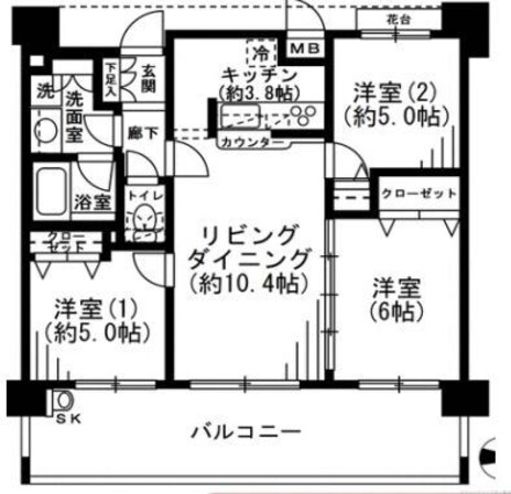 厚木駅前ダイヤモンドマンションの物件間取画像